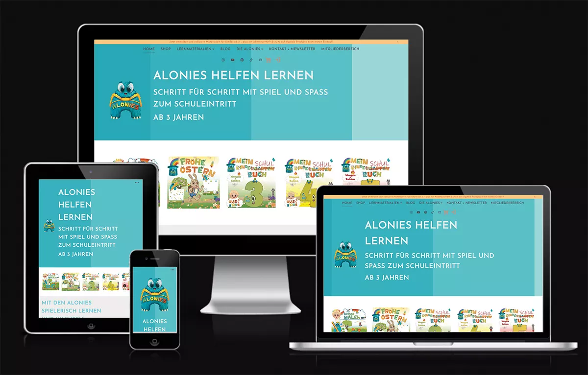 Bild zeigt den Webshop ALONIES von Jan Kalb Bild zeigt den Webshop ALONIES von Jan Kalb