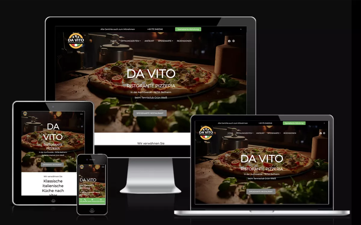 Bild zeigt die Website von DA VITO Pizzeria in Bellheim, Pfalz Bild zeigt die Website von DA VITO Pizzeria in Bellheim, Pfalz