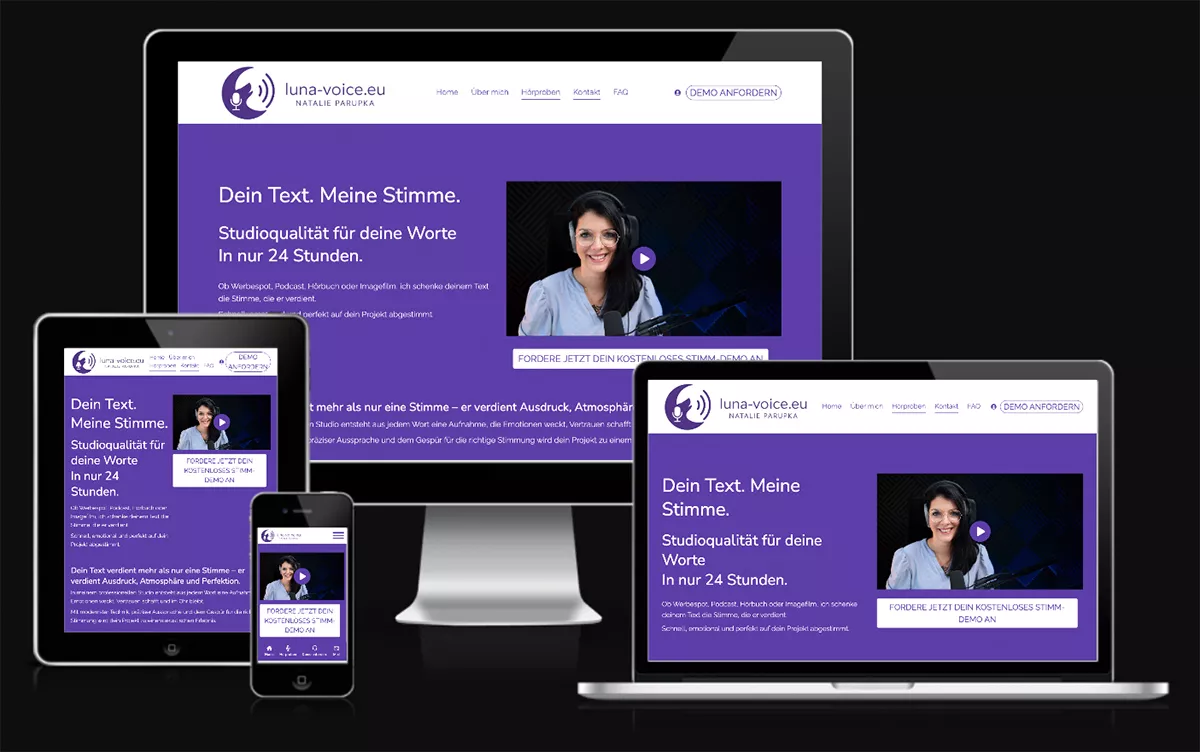 Bild zeigt die Website von Natalie Parupka, professionelle Sprecherin Voice Over Bild zeigt die Website von Natalie Parupka, professionelle Sprecherin Voice Over