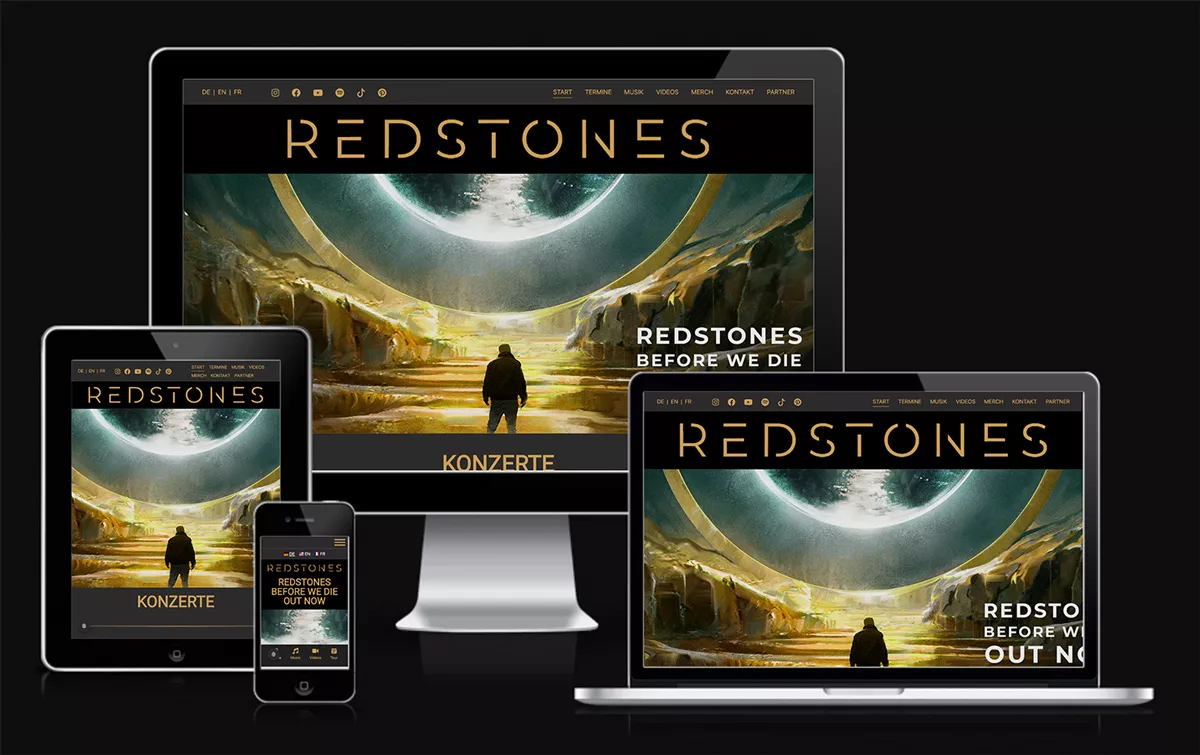 Bild zeigt die Website der französisch-deutschen Rockband Redstones Bild zeigt die Website der französisch-deutschen Rockband Redstones