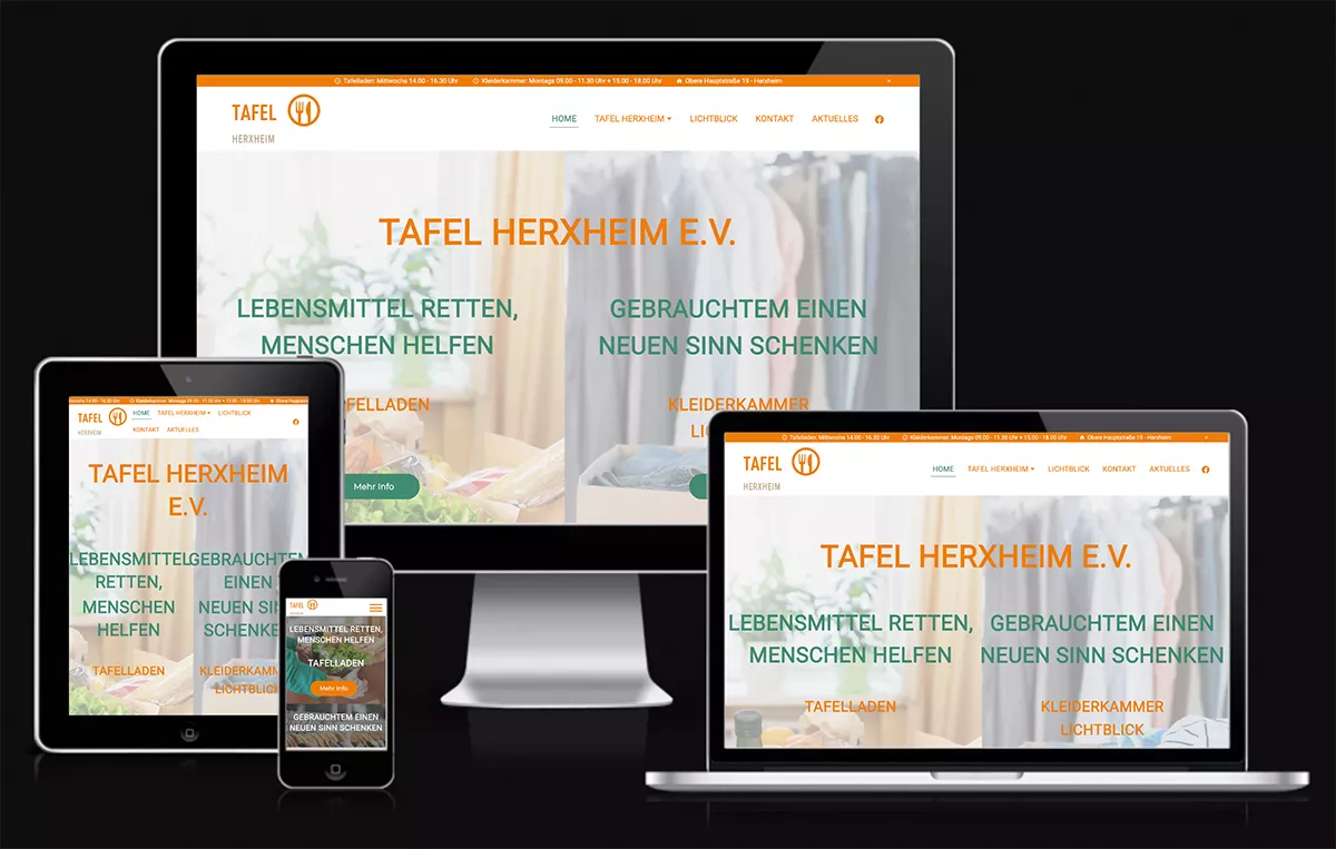 Bild zeigt die Website der Tafel Herxheim e.V., ein Sozialprojekt der SP Design Bild zeigt die Website der Tafel Herxheim e.V., ein Sozialprojekt der SP Design